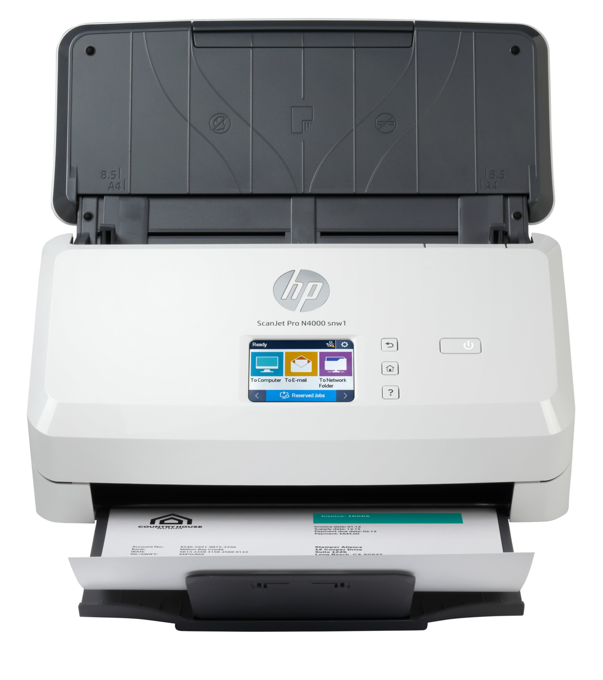slide 1 of 20, show larger image, hp scanjet pro n4000 snw1 sheet-feed scanner