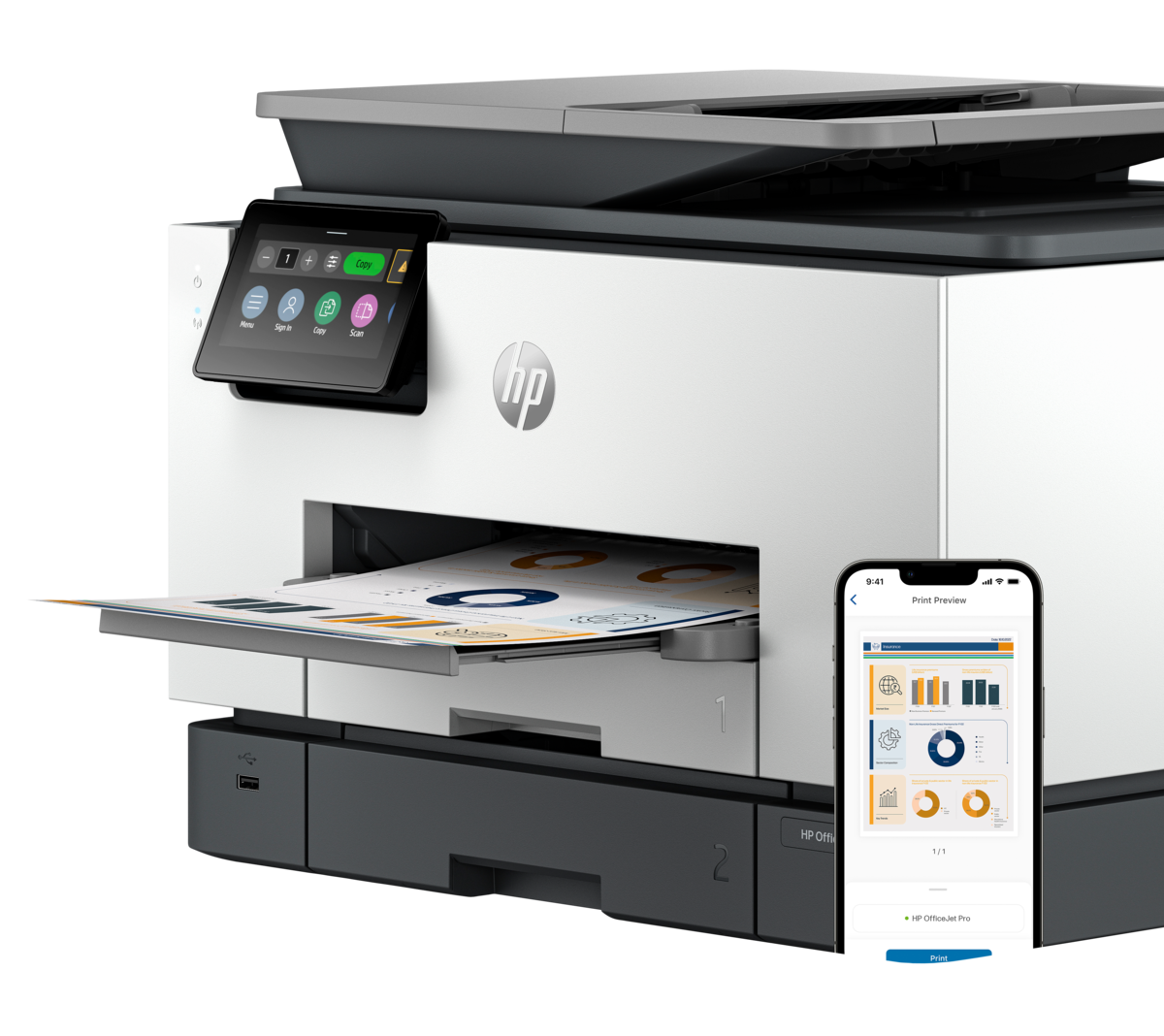 folie 16 von 17, vergrößern, hp officejet pro 9130b all-in-one drucker