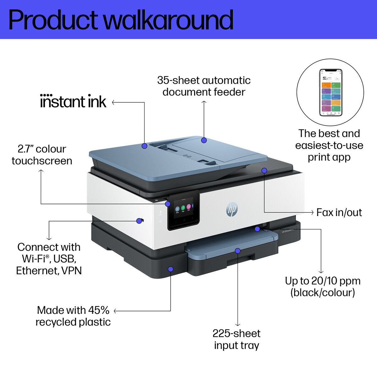 slide 1 of 19, show larger image, hp officejet pro 8135e all-in-one printer