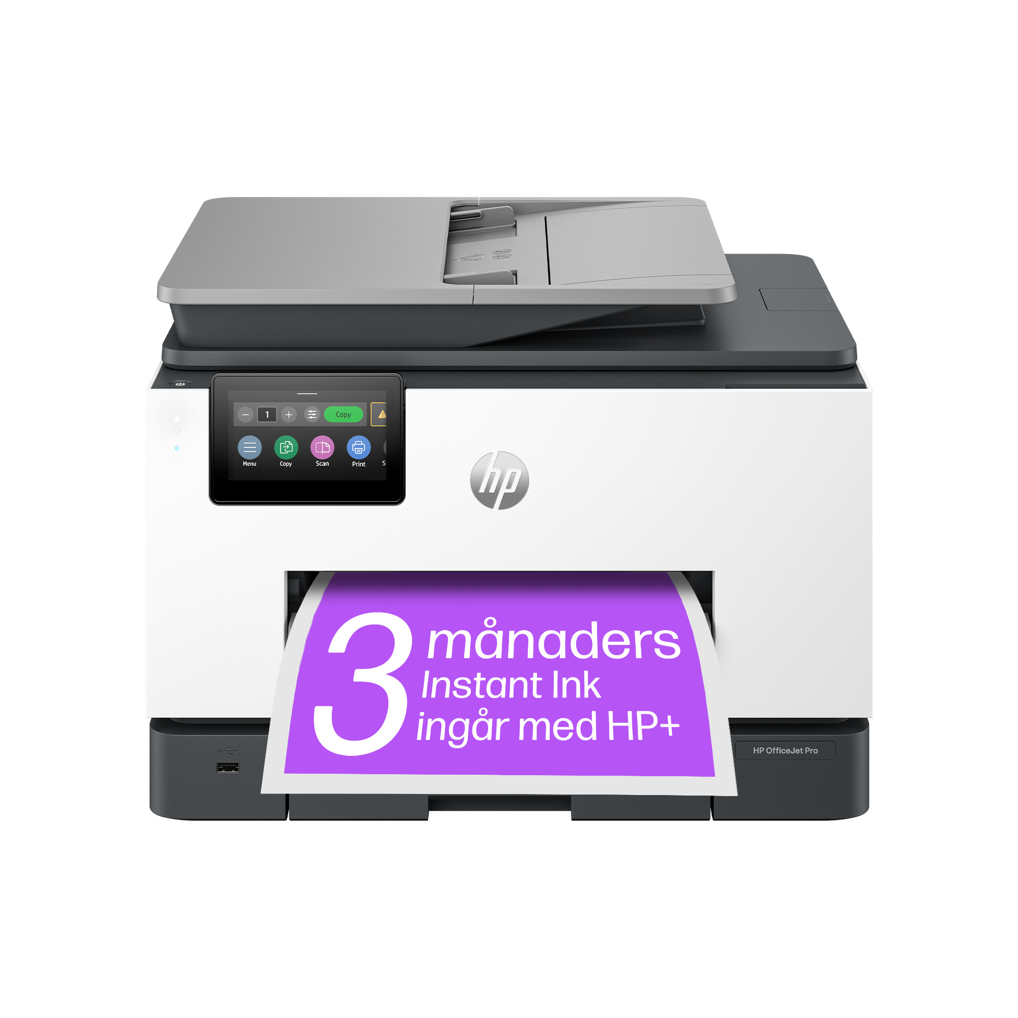 HP OfficeJet 9132e All-in-One Printer (Cement) ATF Instant Ink Hero Image - Swedish