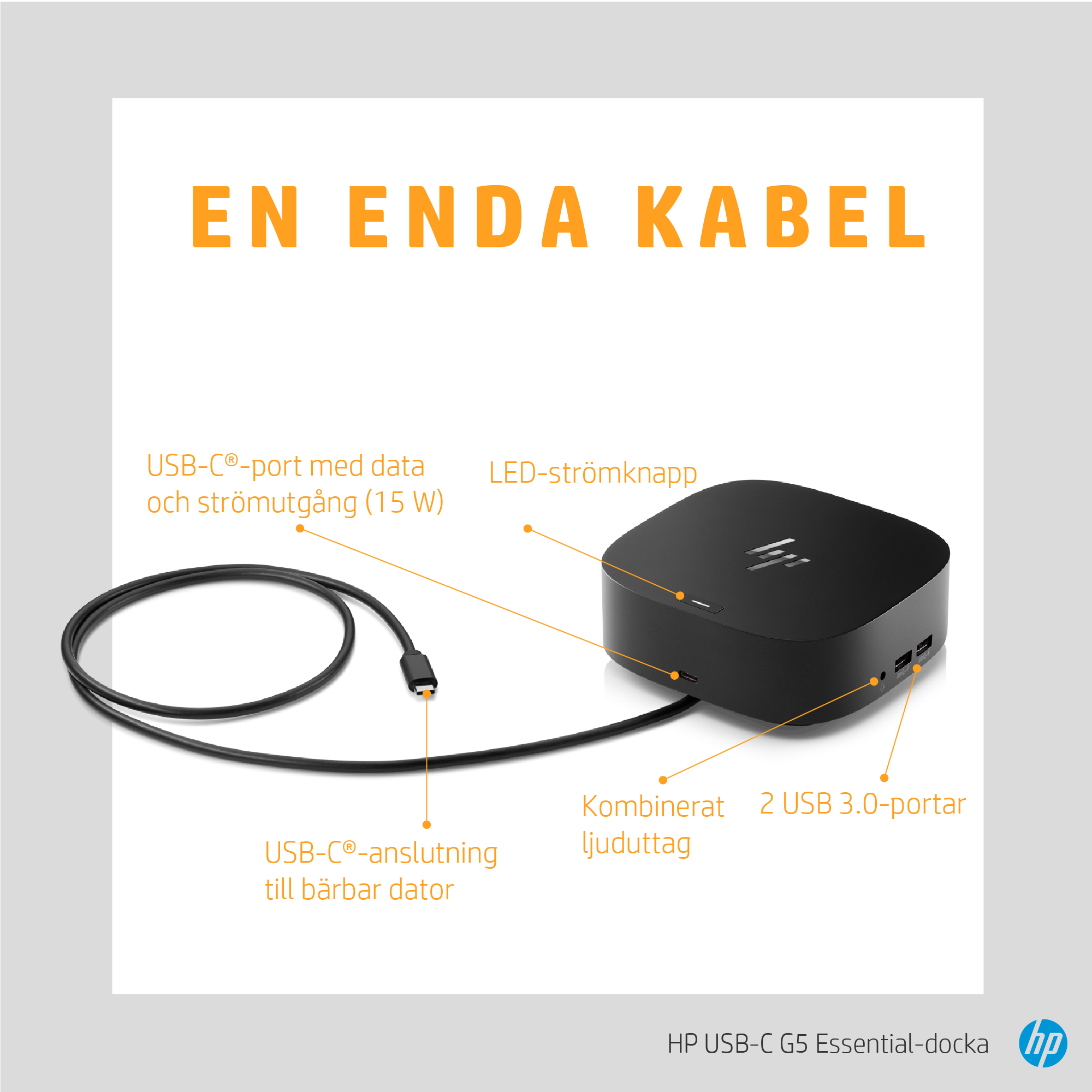 HP USB-C G5 Essential Dock - Features - Swedish sv_SE