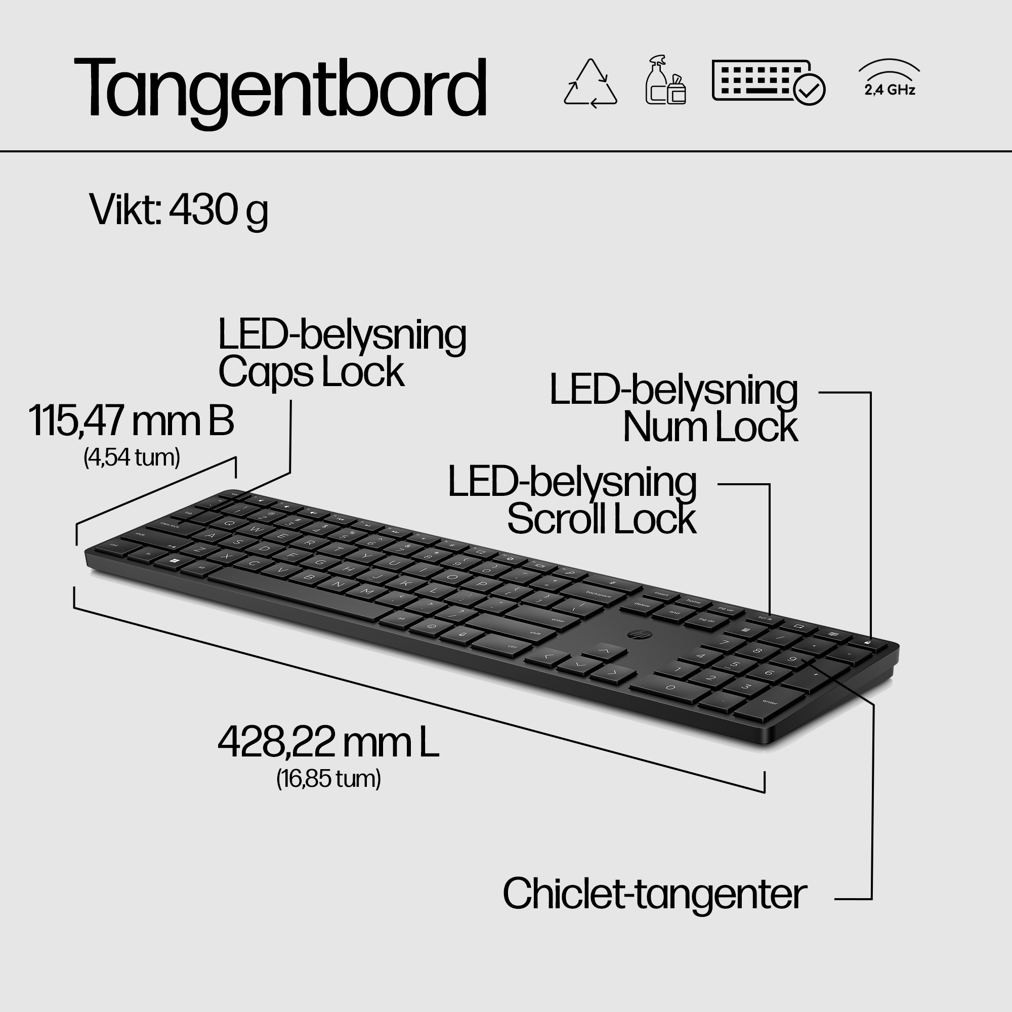 22C1 - HP 450 Programmable Wireless Keyboard - Product Walkaround - Swedish