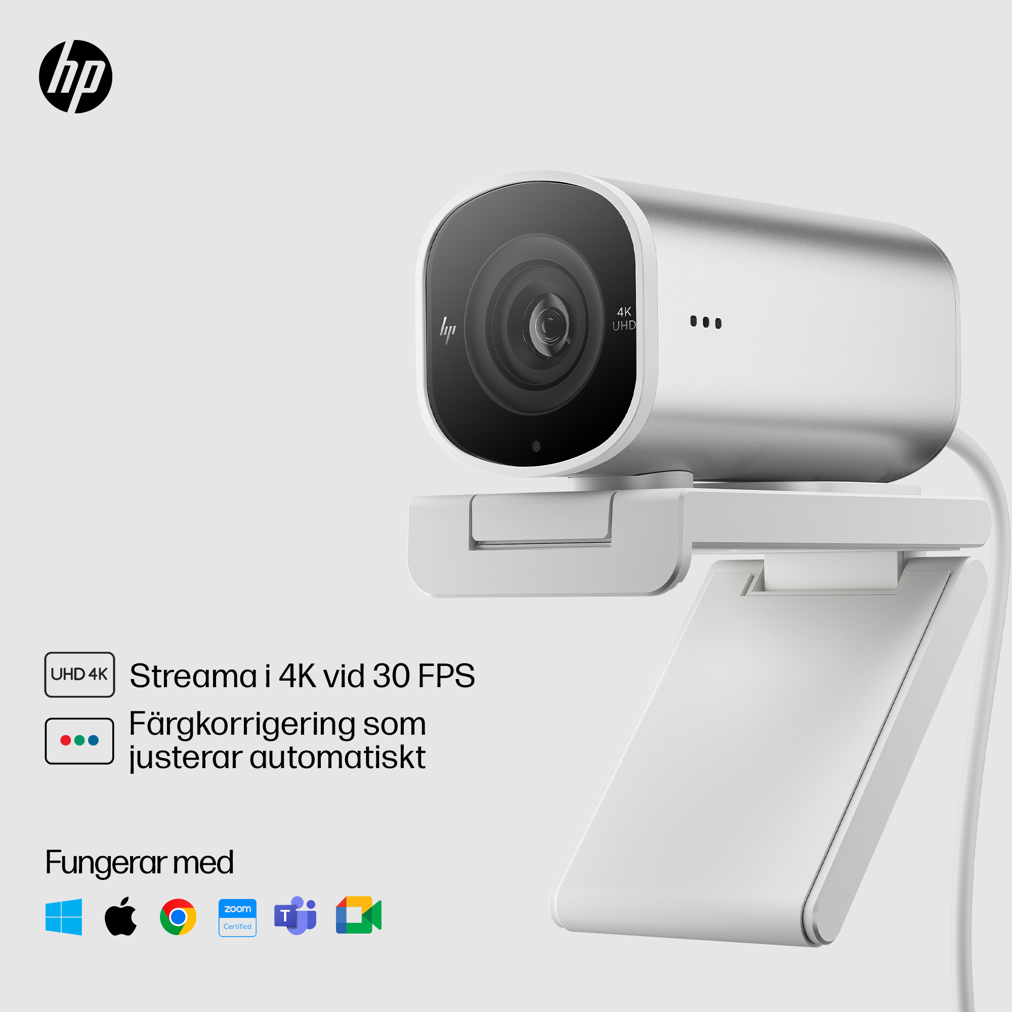 22C1 - HP 960 4K Streaming Webcam - Product Overview - Swedish