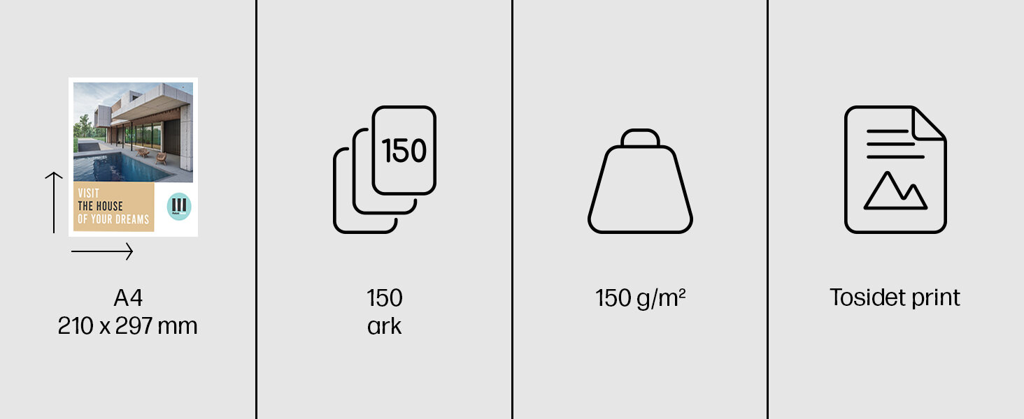 HP professionelt laserpapir, blankt, 150 g/m², 150 ark/A4/210 x 297 mm