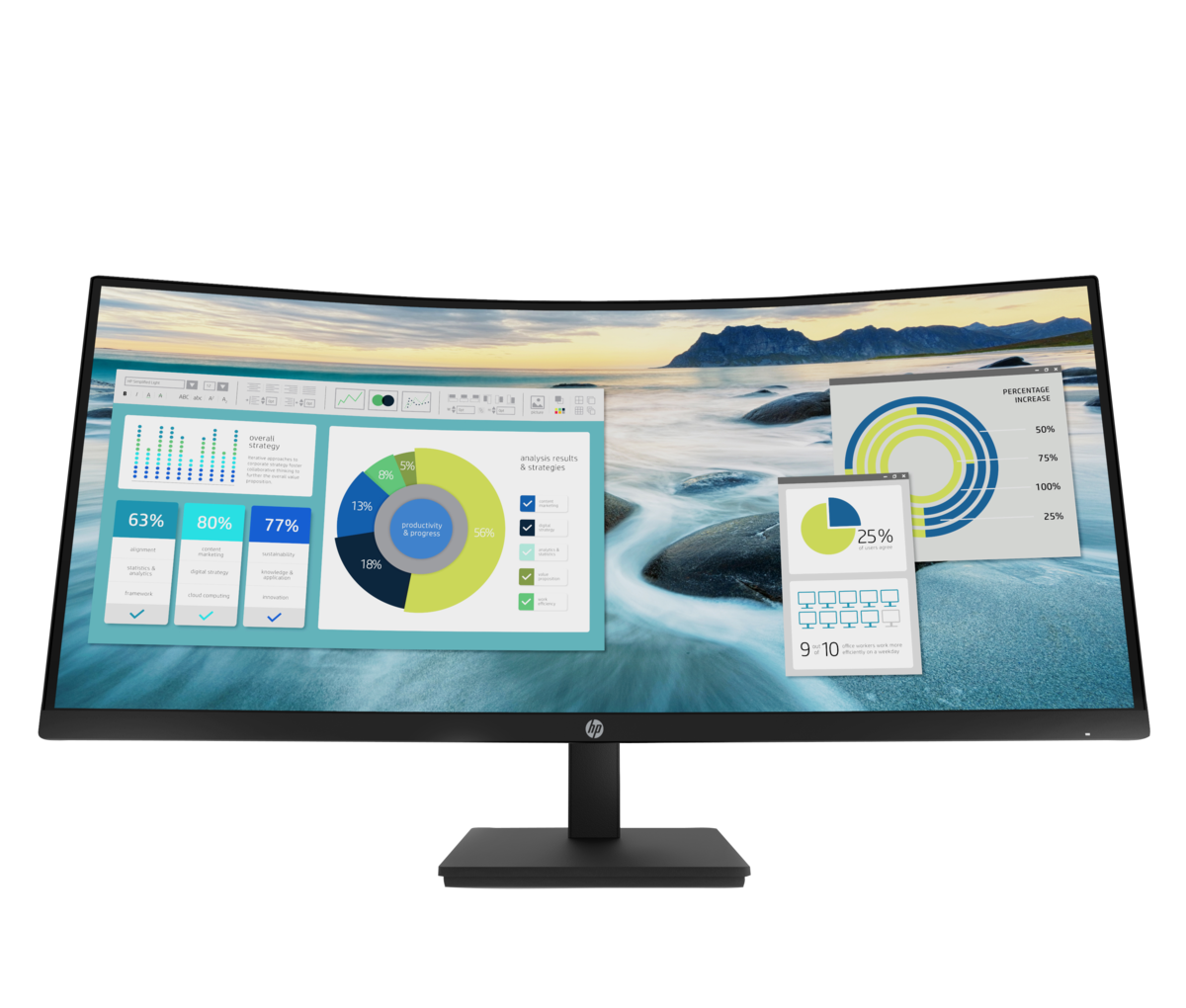 folie 2 von 9, vergrößern, hp p34hcg4 wqhd-usb-c-monitor mit wölbung