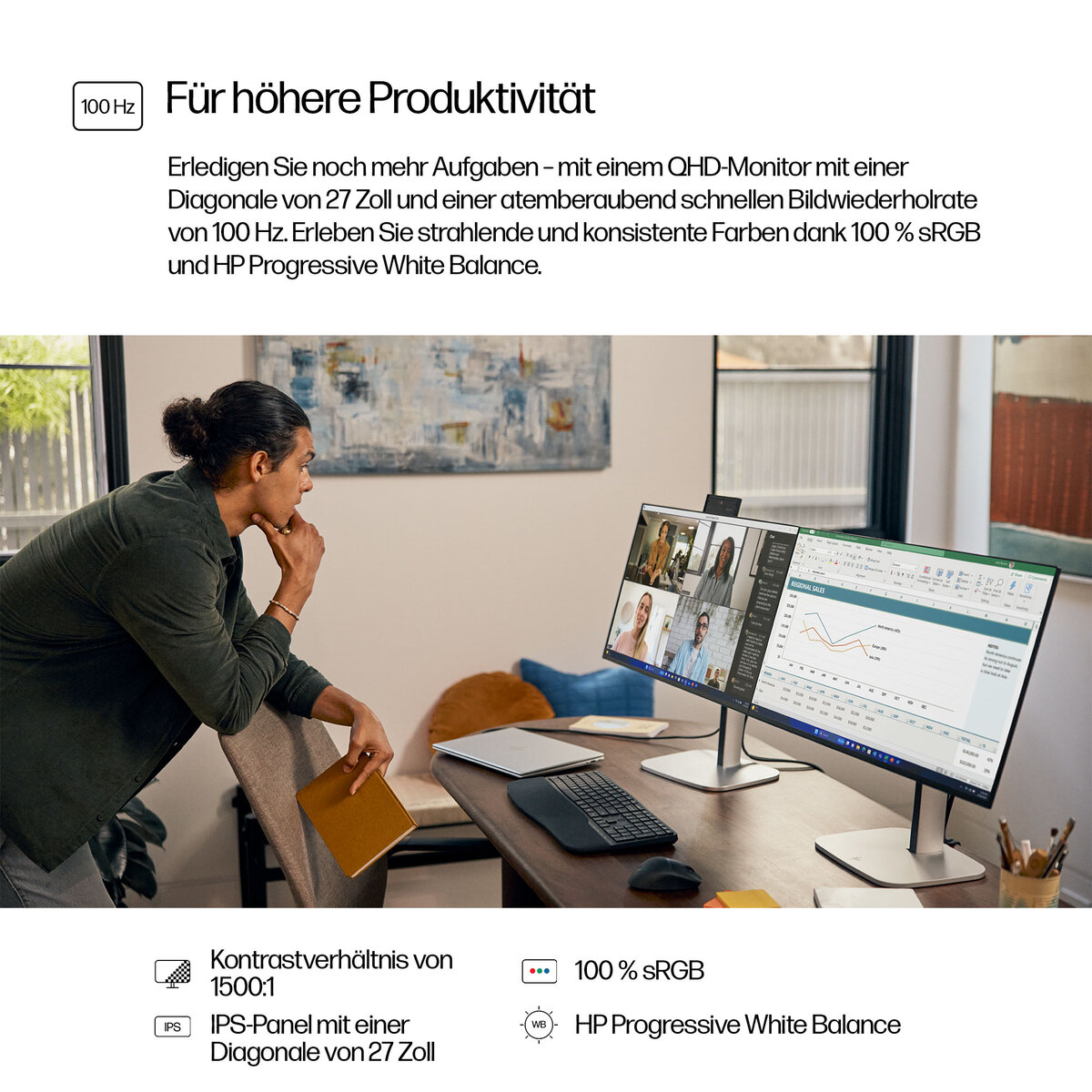 folie 4 von 14, vergrößern, hp serie 5 pro 27-zoll-qhd-monitor – 527pq