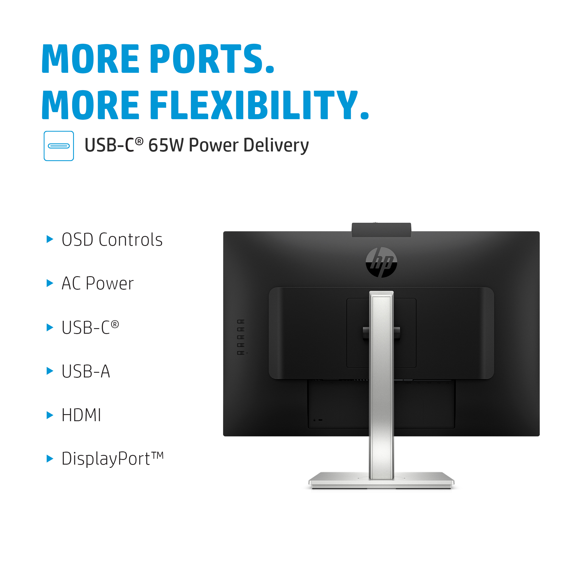 HP E27m G4 FHD USB-C Conferencing Monitor - Ports - EMEA for English