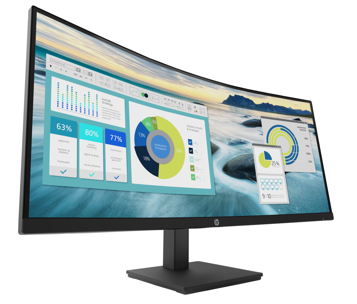 folie 3 von 9, vergrößern, hp p34hcg4 wqhd-usb-c-monitor mit wölbung
