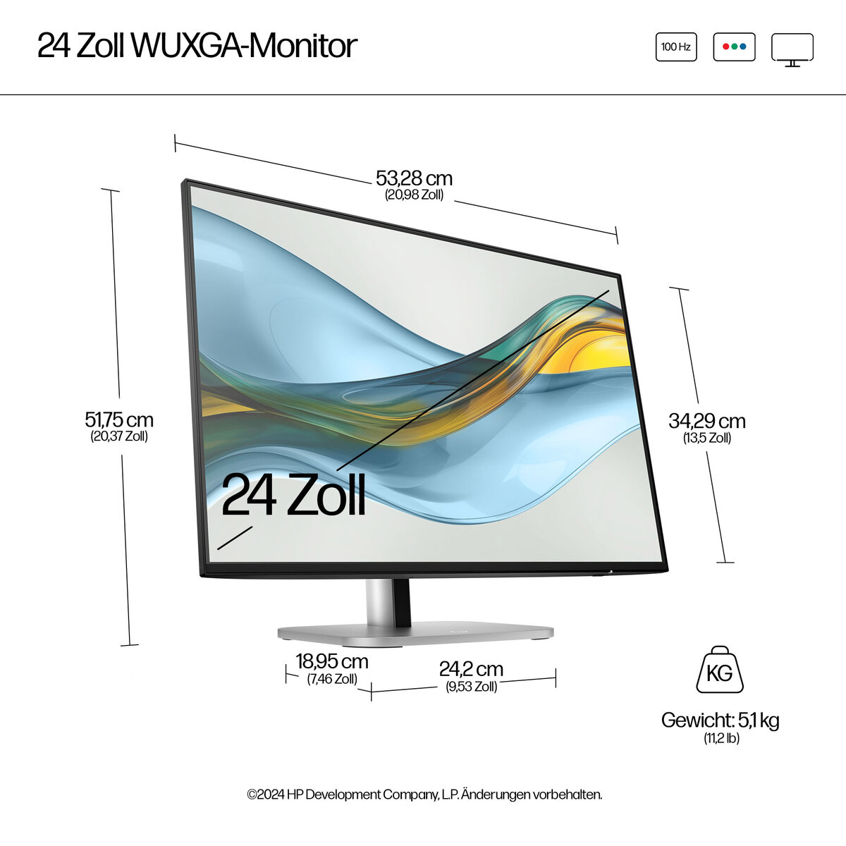 folie 5 von 14, vergrößern, hp serie 5 pro 24-zoll-wuxga-monitor – 524pn