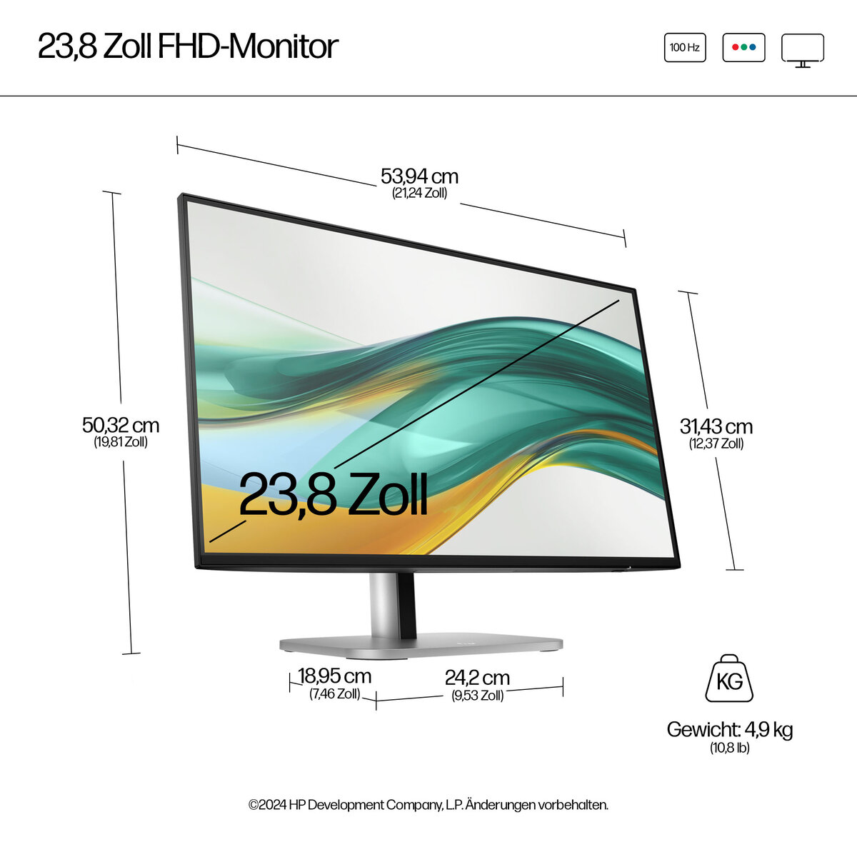 folie 5 von 12, vergrößern, hp serie 5 pro 23,8-zoll-fhd-monitor – 524pf pvc-frei