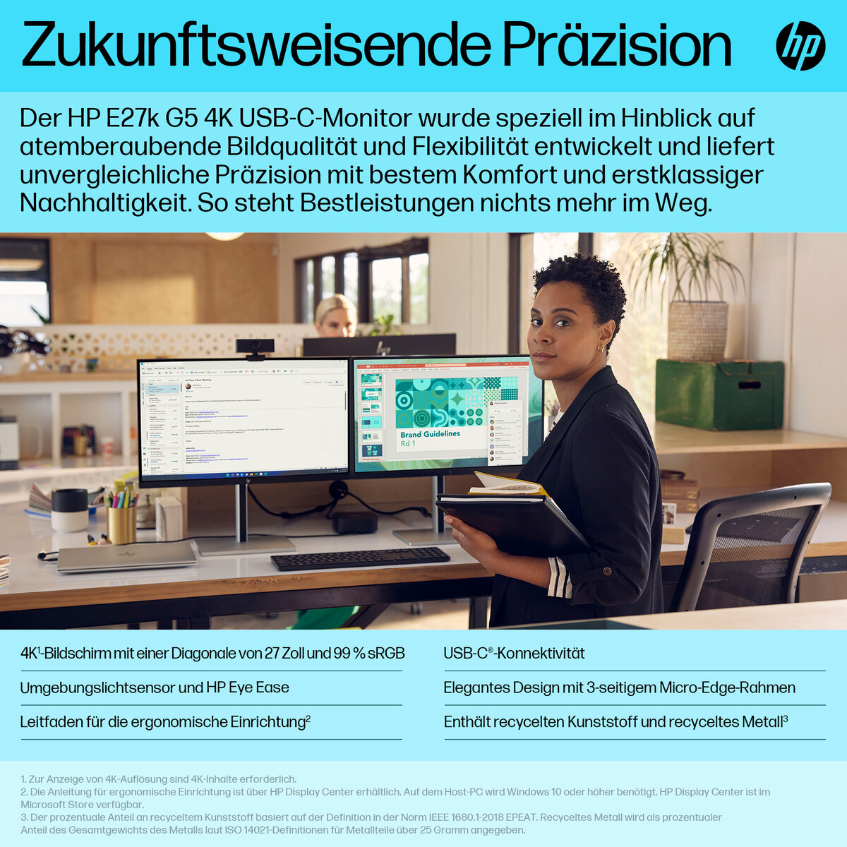 folie 7 von 14, vergrößern, hp e27k g5 4k usb-c-monitor