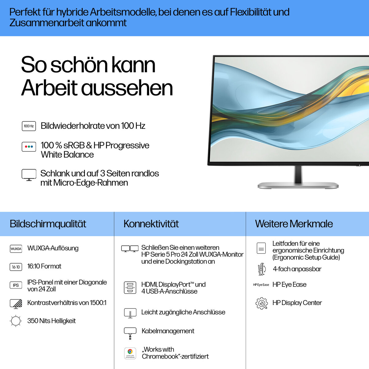 folie 1 von 14, vergrößern, hp serie 5 pro 24-zoll-wuxga-monitor – 524pn