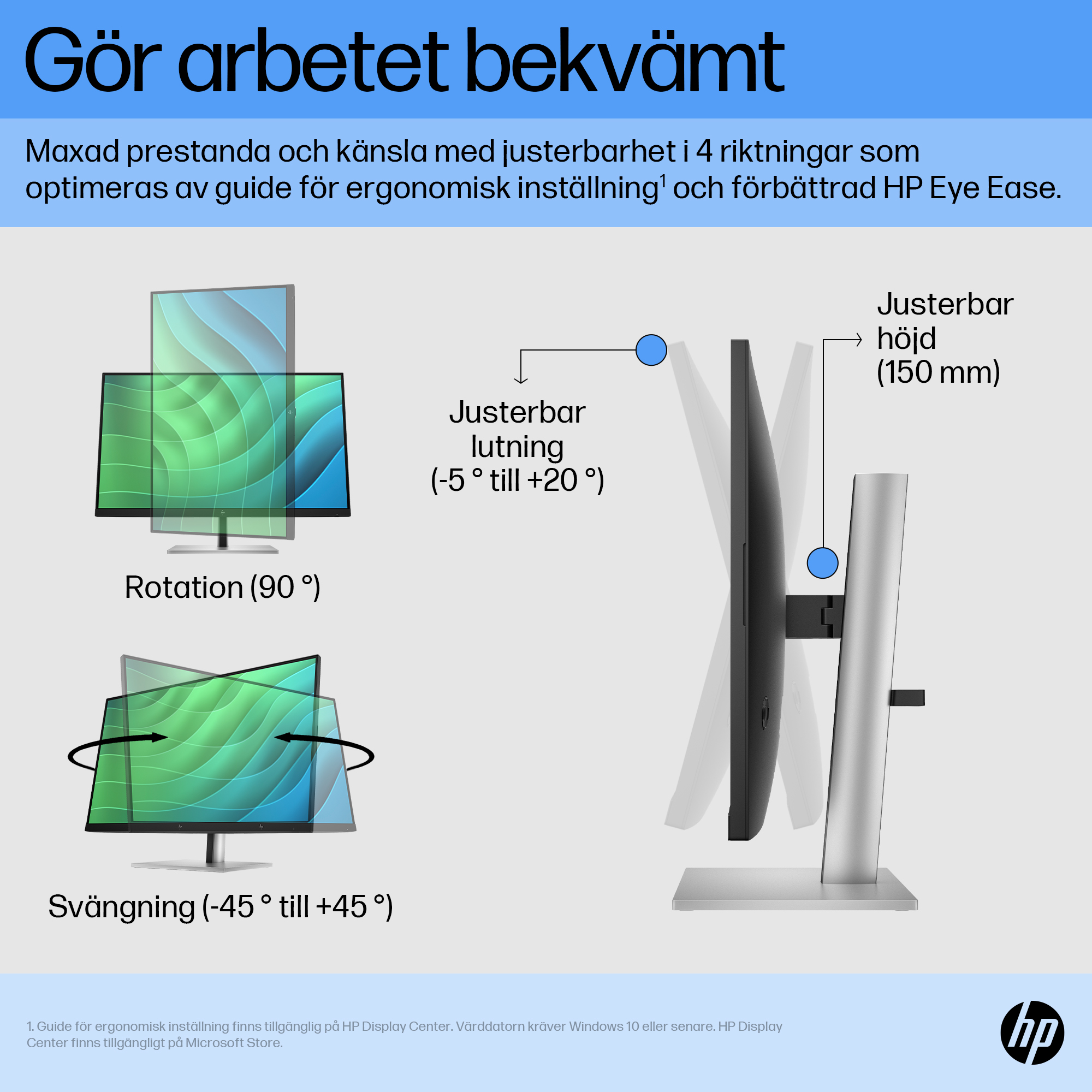 HP E27 G5 FHD Monitor - KSP 3 (Bring comfort to work) - Swedish