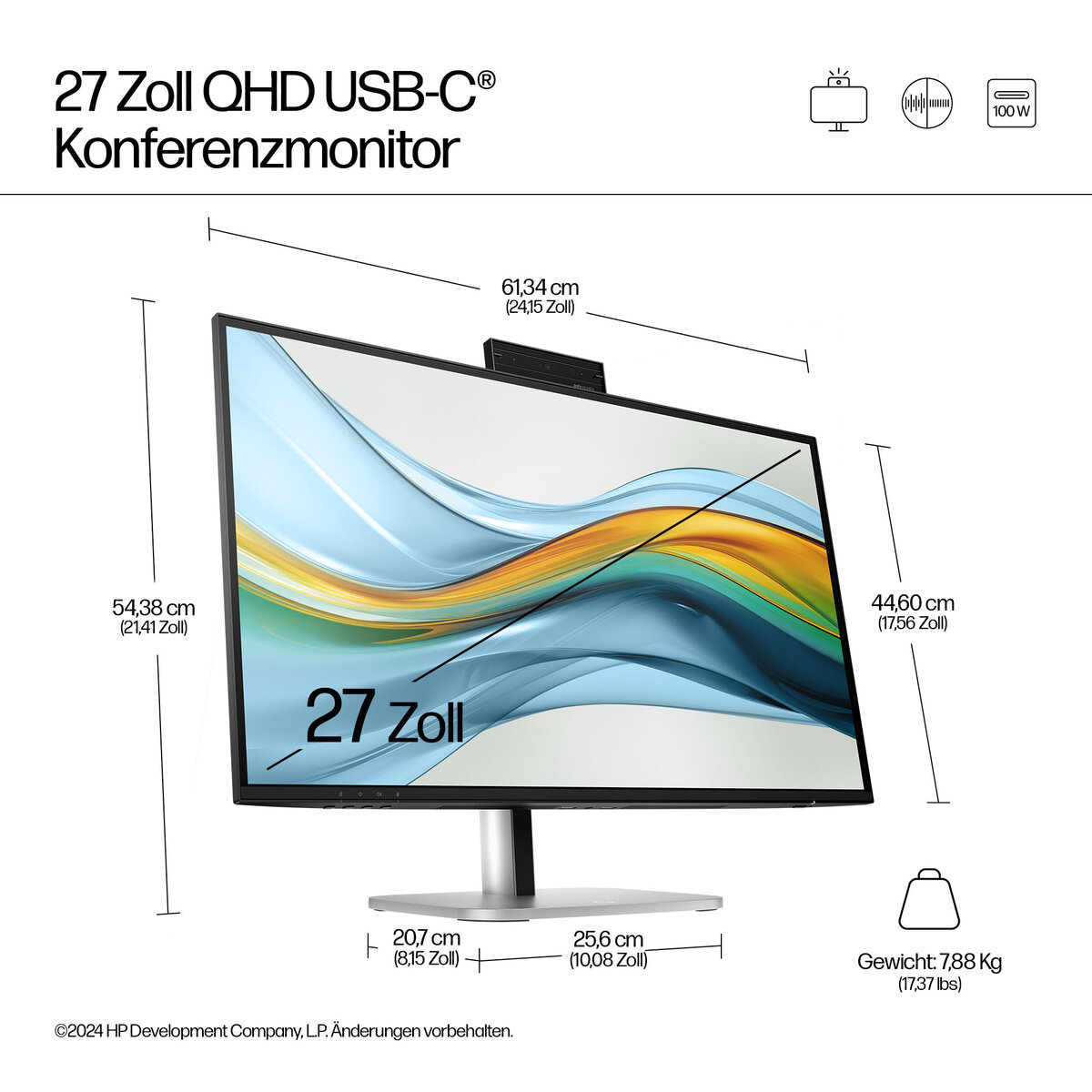 folie 6 von 12, vergrößern, hp series 5 pro 27 inch qhd usb-c conferencing monitor - 527pm pvc free