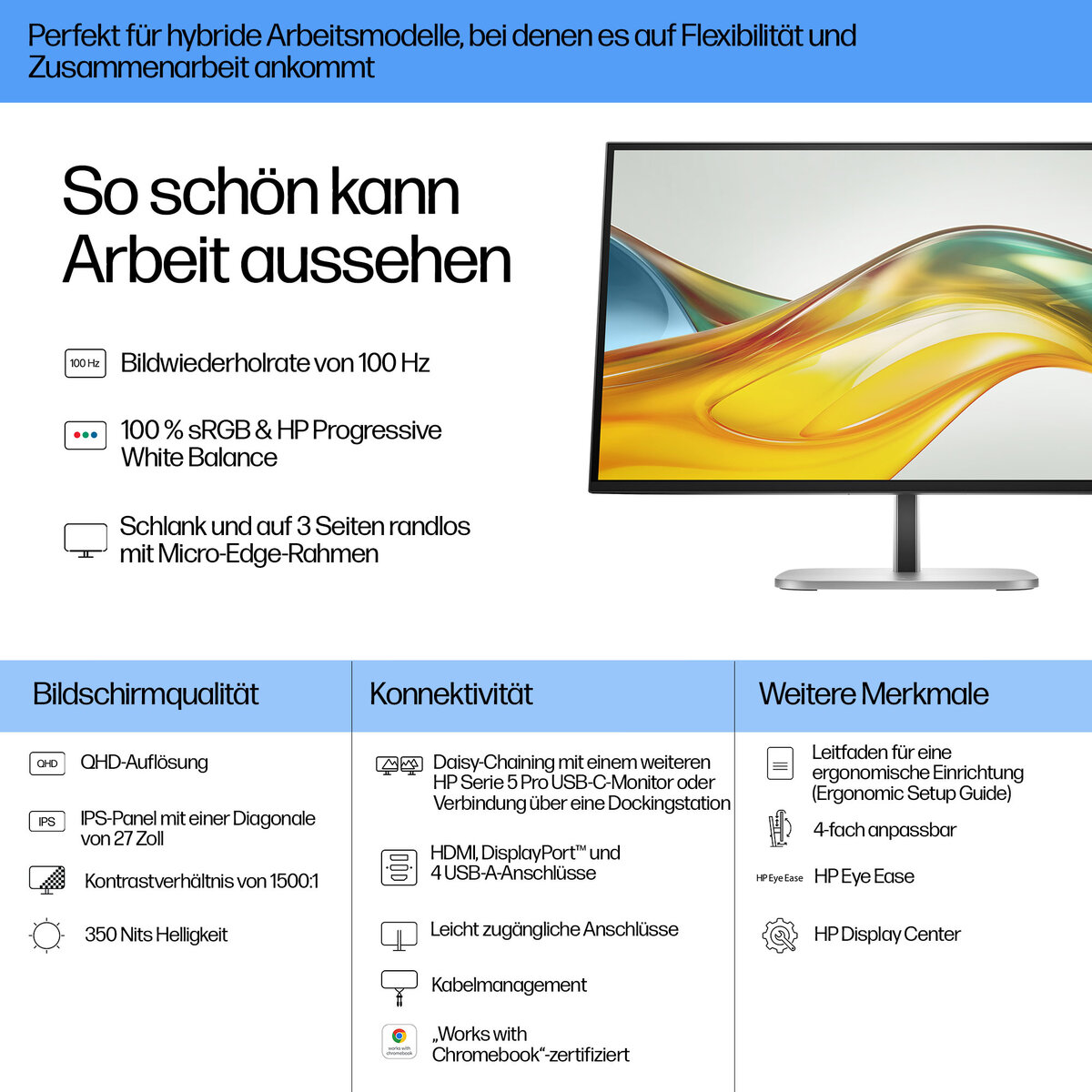 folie 5 von 14, vergrößern, hp serie 5 pro 27-zoll-qhd-monitor – 527pq