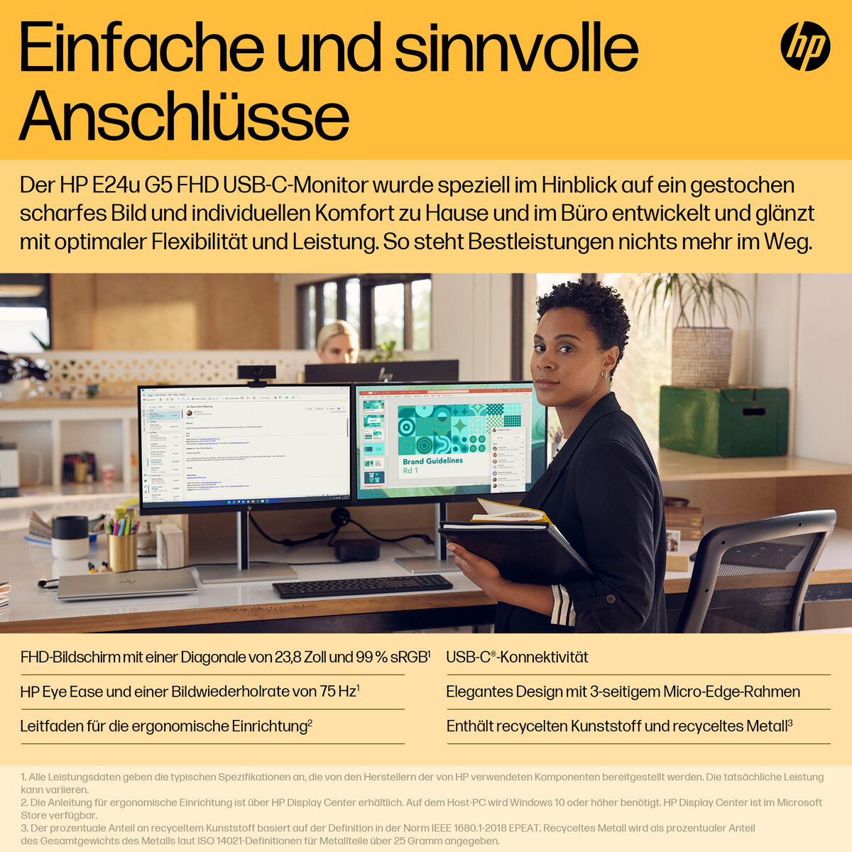folie 1 von 12, vergrößern, hp e24u g5 fhd usb-c-monitor