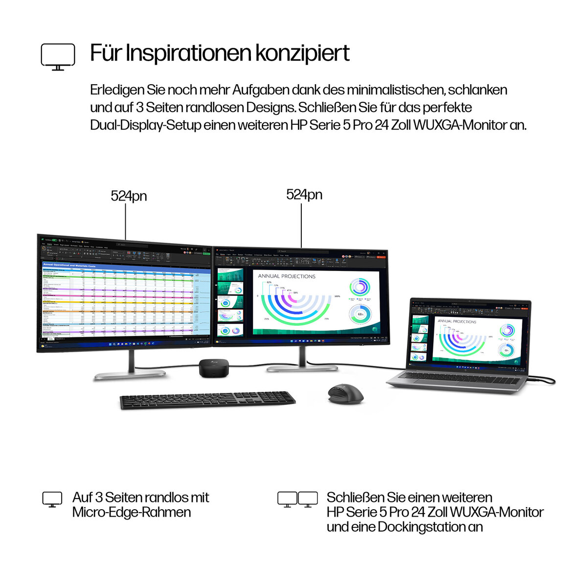 folie 3 von 14, vergrößern, hp serie 5 pro 24-zoll-wuxga-monitor – 524pn