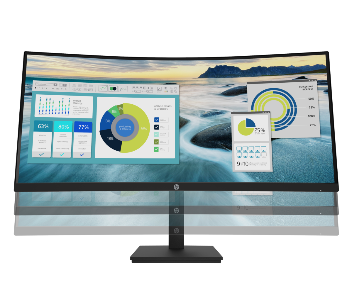 folie 1 von 9, vergrößern, hp p34hcg4 wqhd-usb-c-monitor mit wölbung