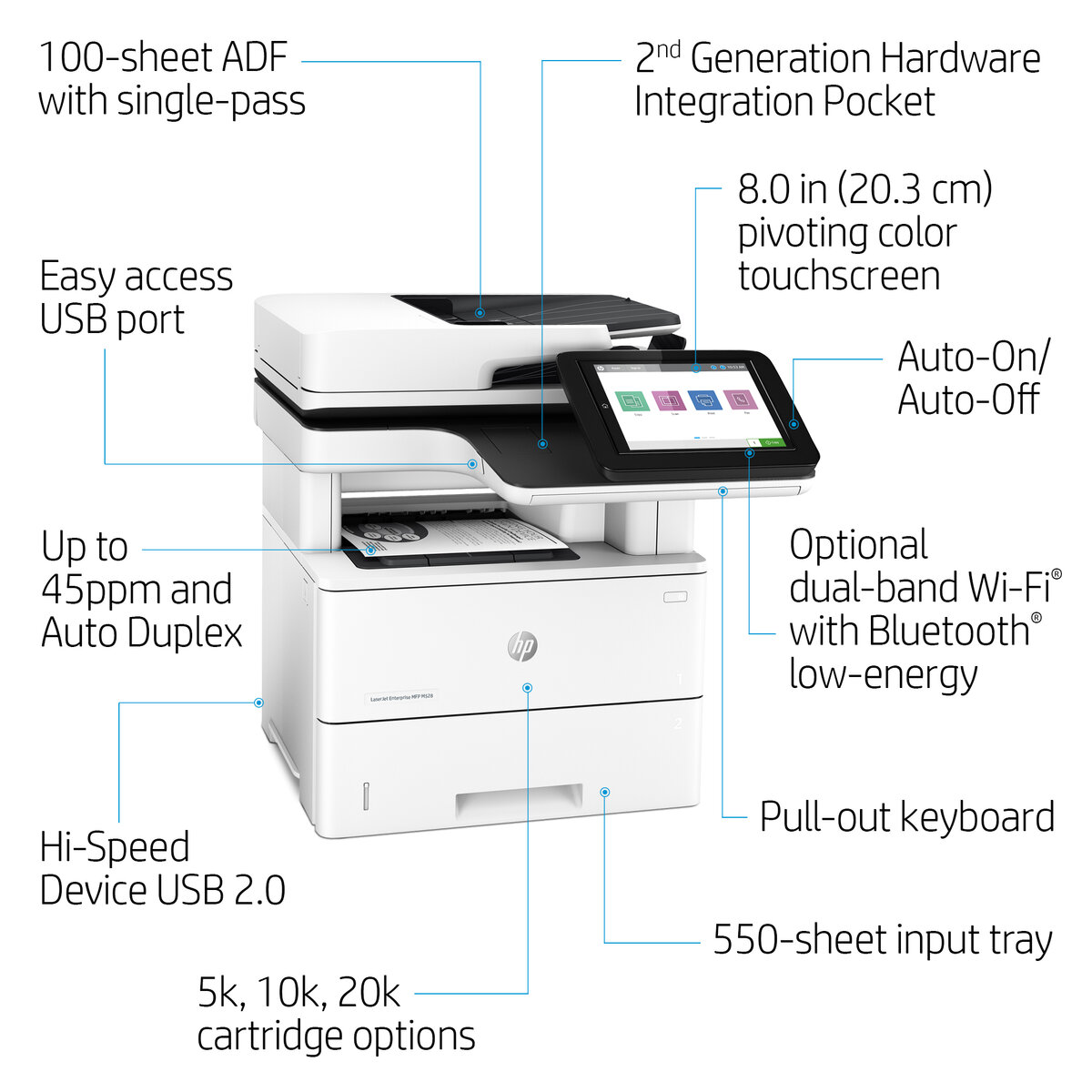 slide 1 of 20, show larger image, hp laserjet enterprise mfp m528dn