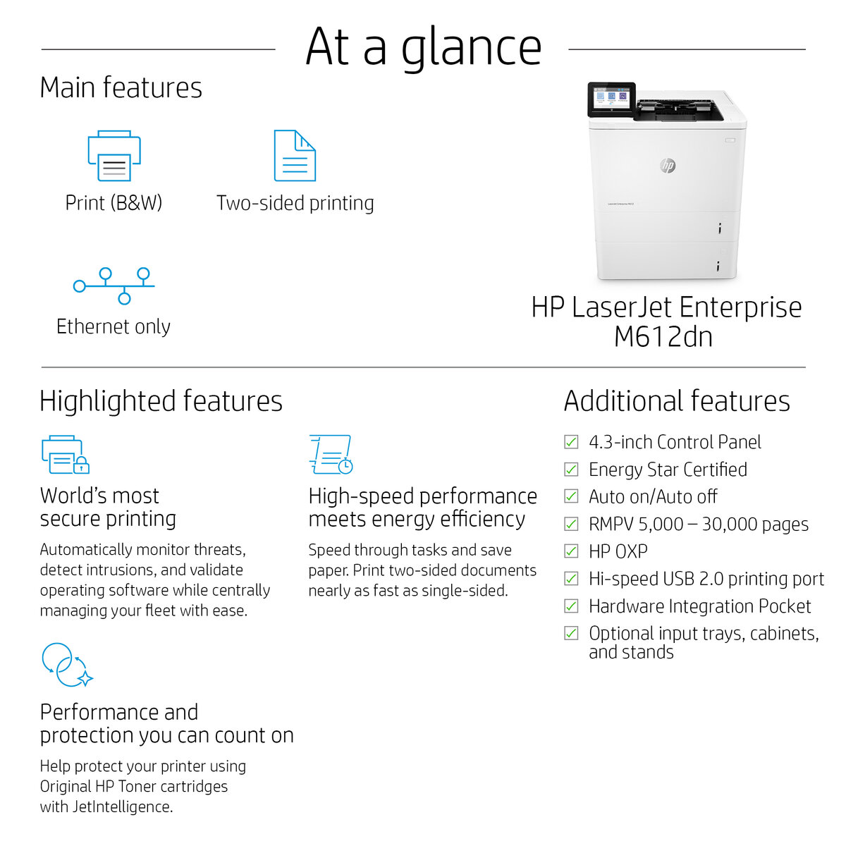 HP LaserJet Enterprise M612dn - printer - B/W - laser