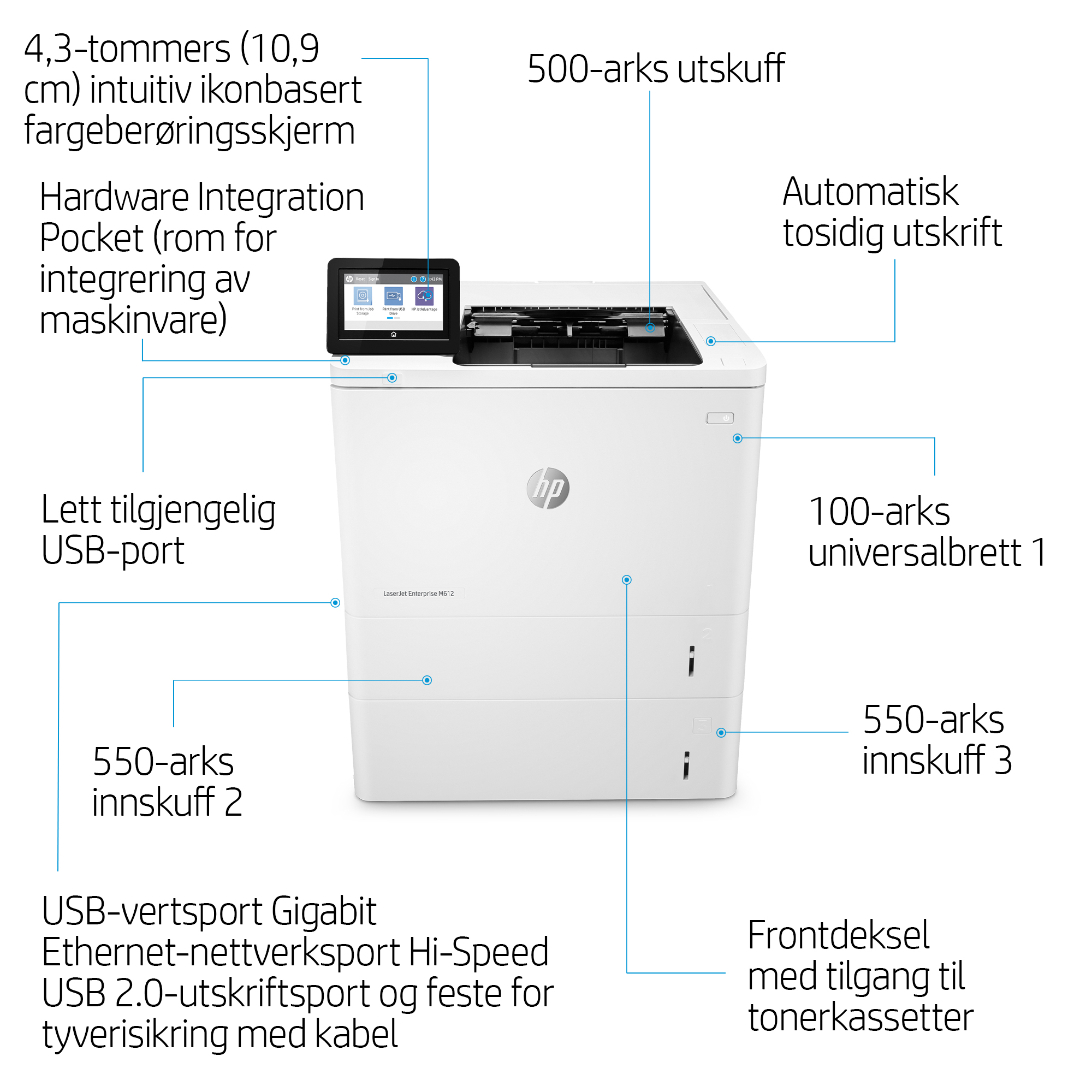 HP LaserJet Enterprise M612dn - eTail - Product Walkaround 2 - Norwegian