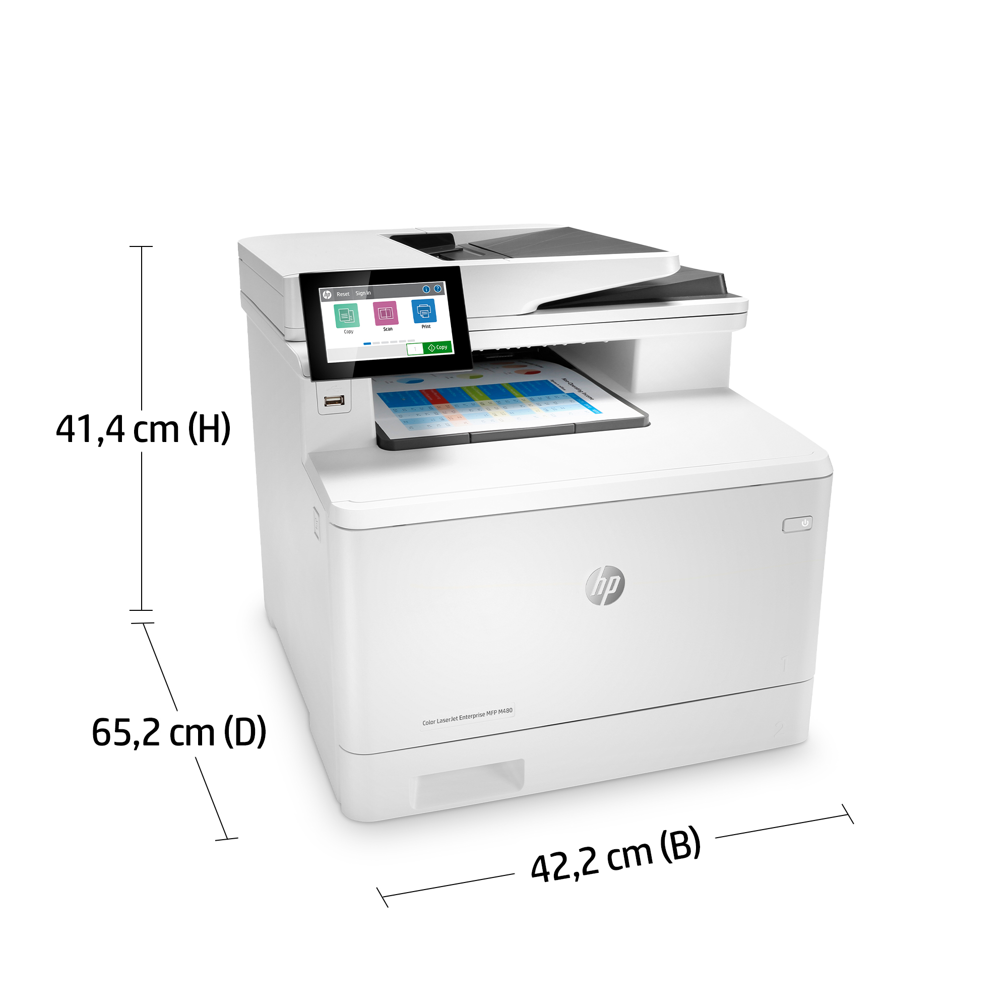 HP Color LaserJet Enterprise MFP M480f - etail - Product Dimension - 1 - Swedish