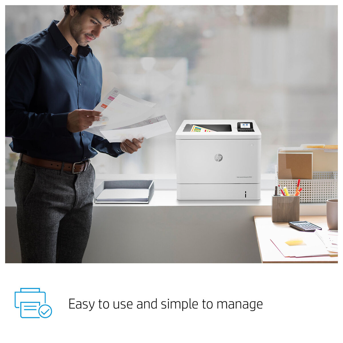 slide 1 of 20, show larger image, hp color laserjet enterprise m554dn printer