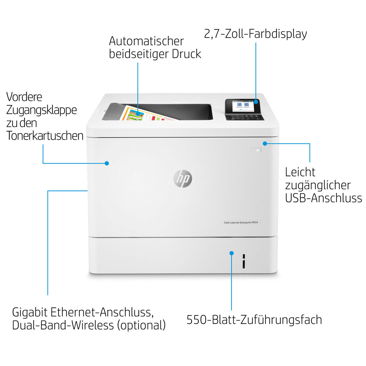 folie 11 von 17, vergrößern, hp color laserjet enterprise m554dn drucker