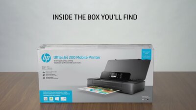 slide 2 of 22, zoom in, hp officejet 200 mobile printer unboxing video
