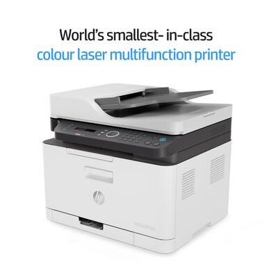 slide 1 of 19, zoom in, hp color laser mfp 179fnw - demo video 45 sec 1:1 - english for emea