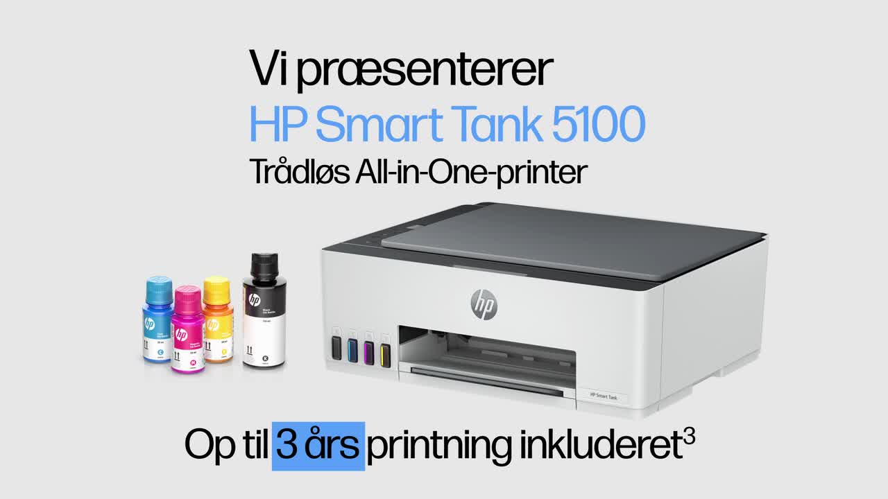 HP Smart Tank 5100 All-in-One Printer Series Video - Danish da_DK