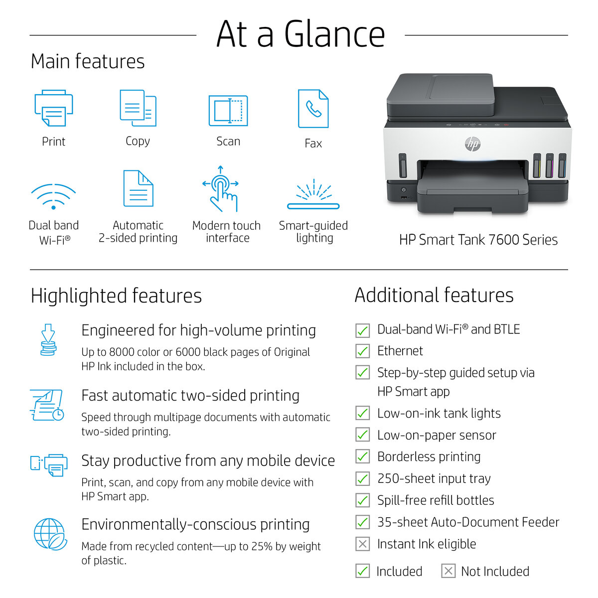 Imprimante HP smart Tank 515 Multifonction 3 en 1 wifi couleur