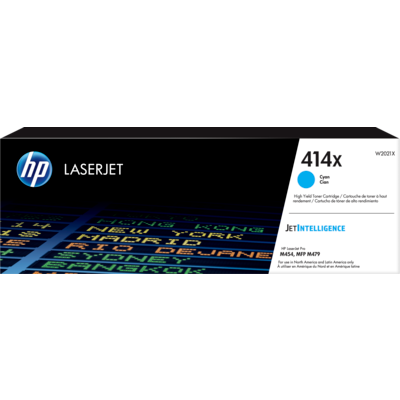 Cartucho de tóner original de alto rendimiento HP LaserJet 414X cian