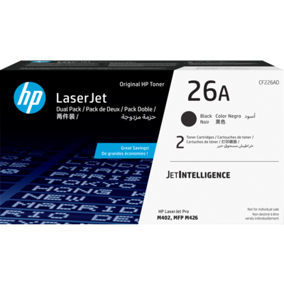 HP 26A 2-pack Black Original LaserJet Toner Cartridges