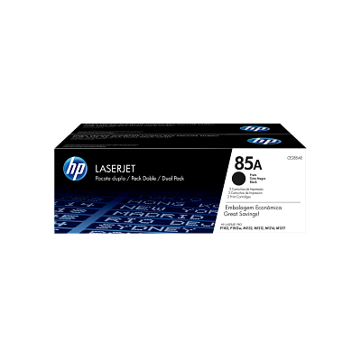HP 85A Black Dual Pack LaserJet Toner Cartridges, pakke med to stk.