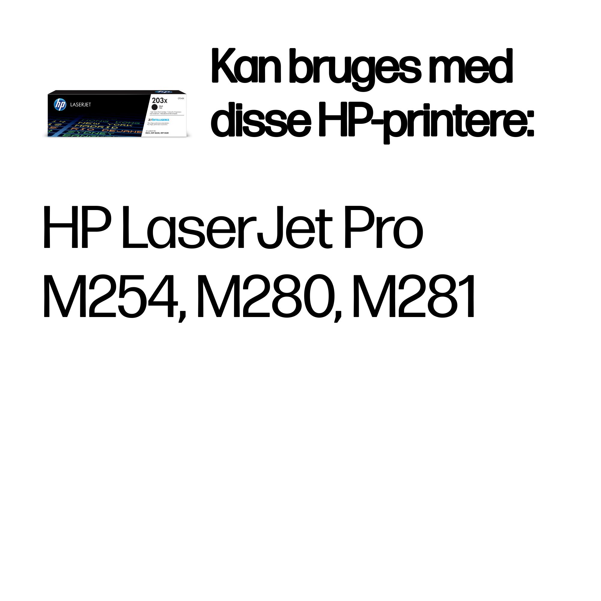 HP 203X High Yield Black Original LaserJet Toner Cartridge CF540X - Danish (Denmark) - Supplies Compatibility