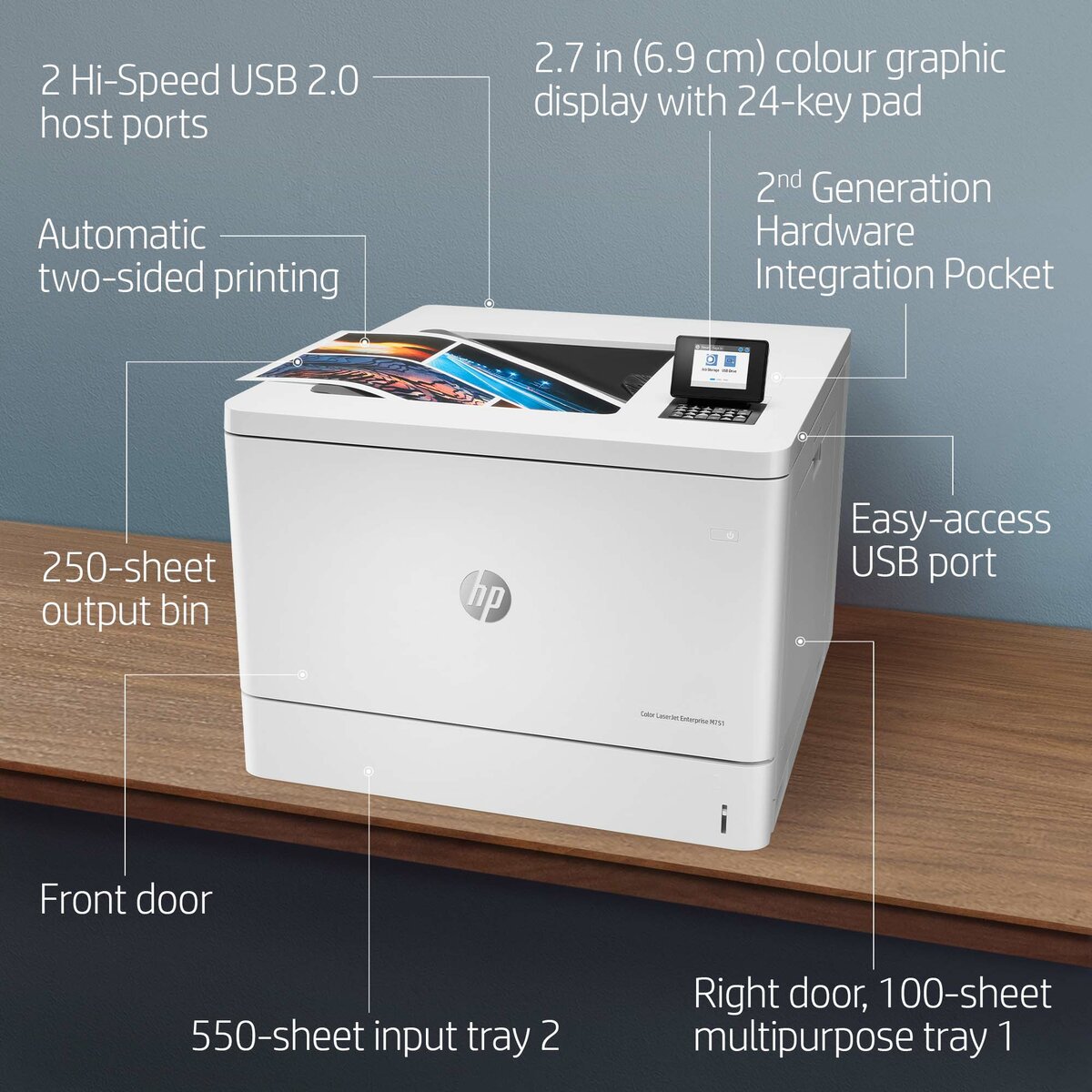 slide 1 of 20, show larger image, hp color laserjet enterprise m751dn