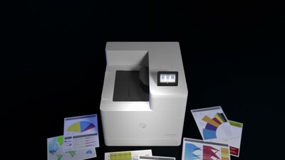 slide 1 of 21, zoom in, hp color laserjet enterprise m856 printer series - video 90s ww
