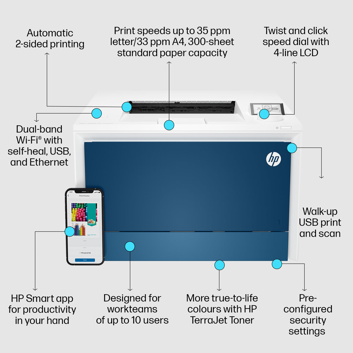 slide 1 of 17, show larger image, hp color laserjet pro 4202dw printer