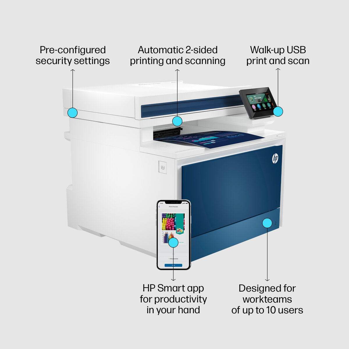 slide 1 of 14, show larger image, hp color laserjet pro mfp 4302fdw printer
