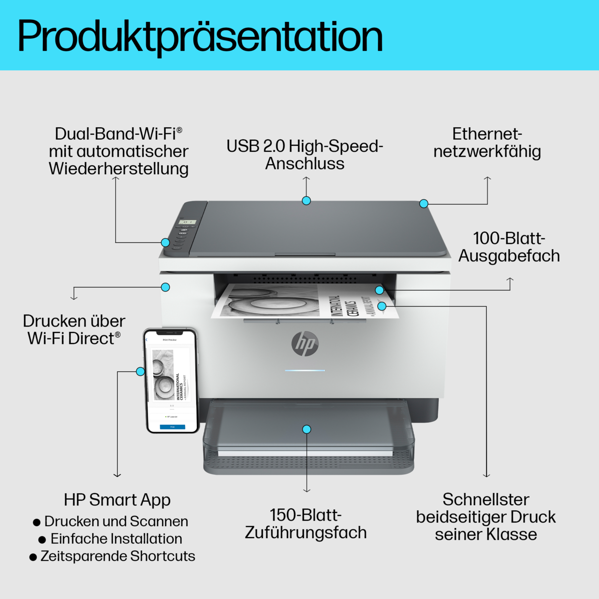 folie 1 von 20, vergrößern, hp laserjet mfp m234dw drucker