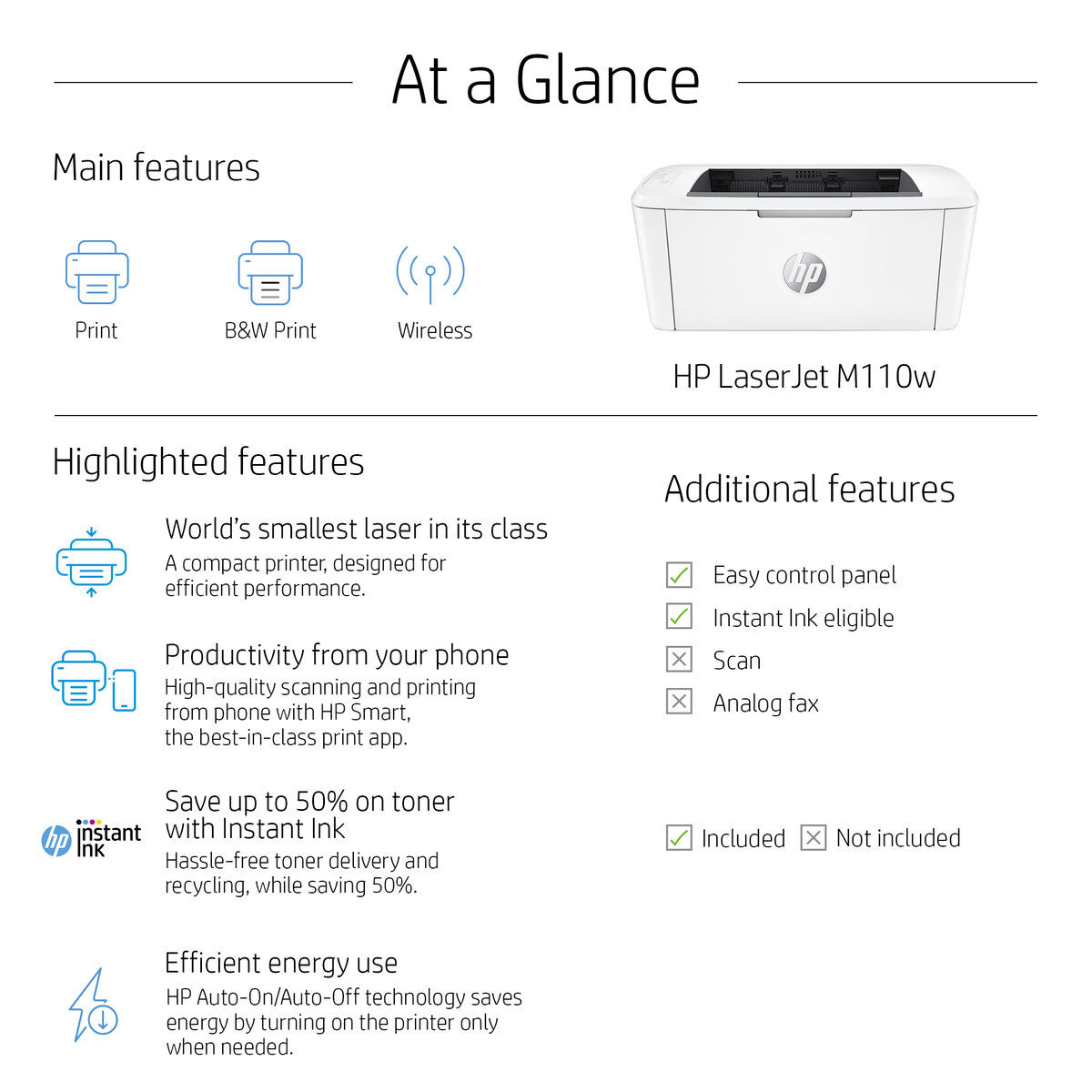 Product  HP LaserJet M110w - printer - B/W - laser