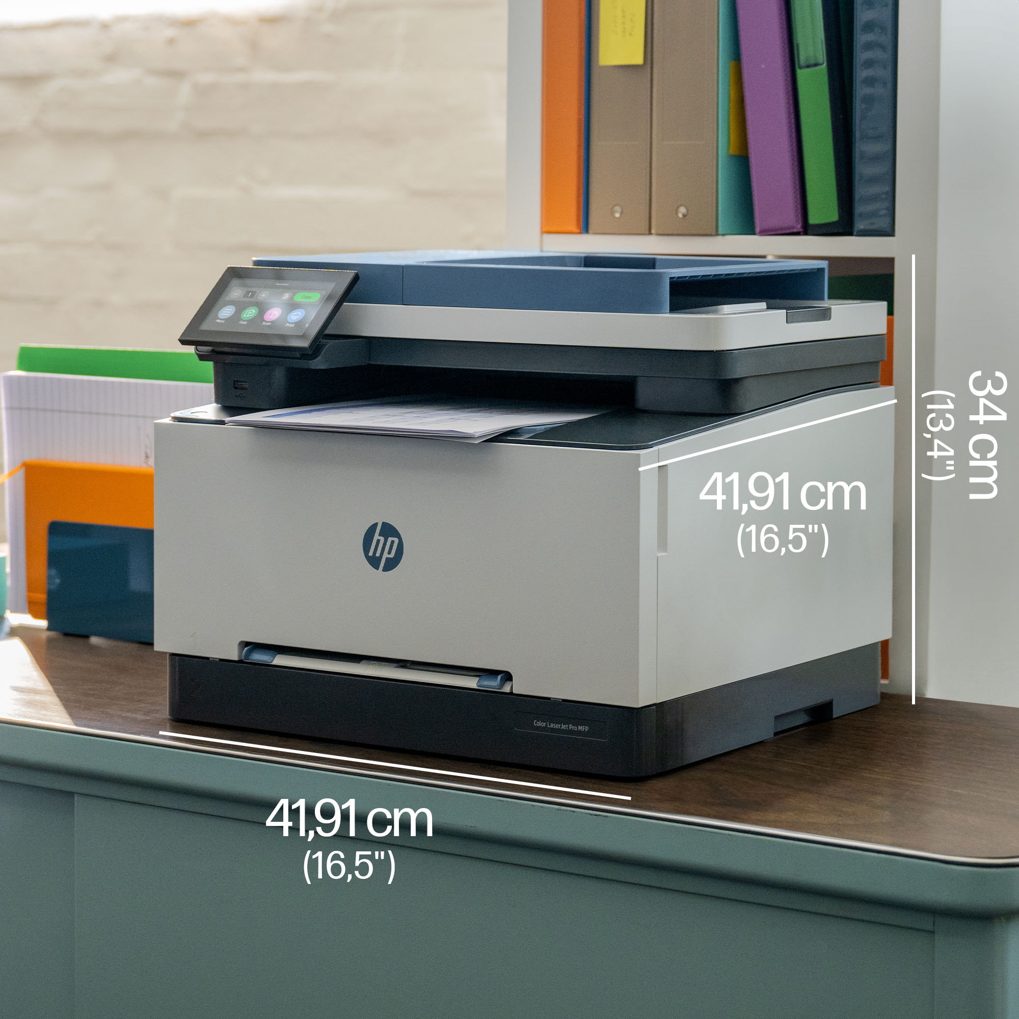 HP Color LaserJet Pro MFP 3302fdw (SURF BLUE) DM Product Dimensions - Norwegian
