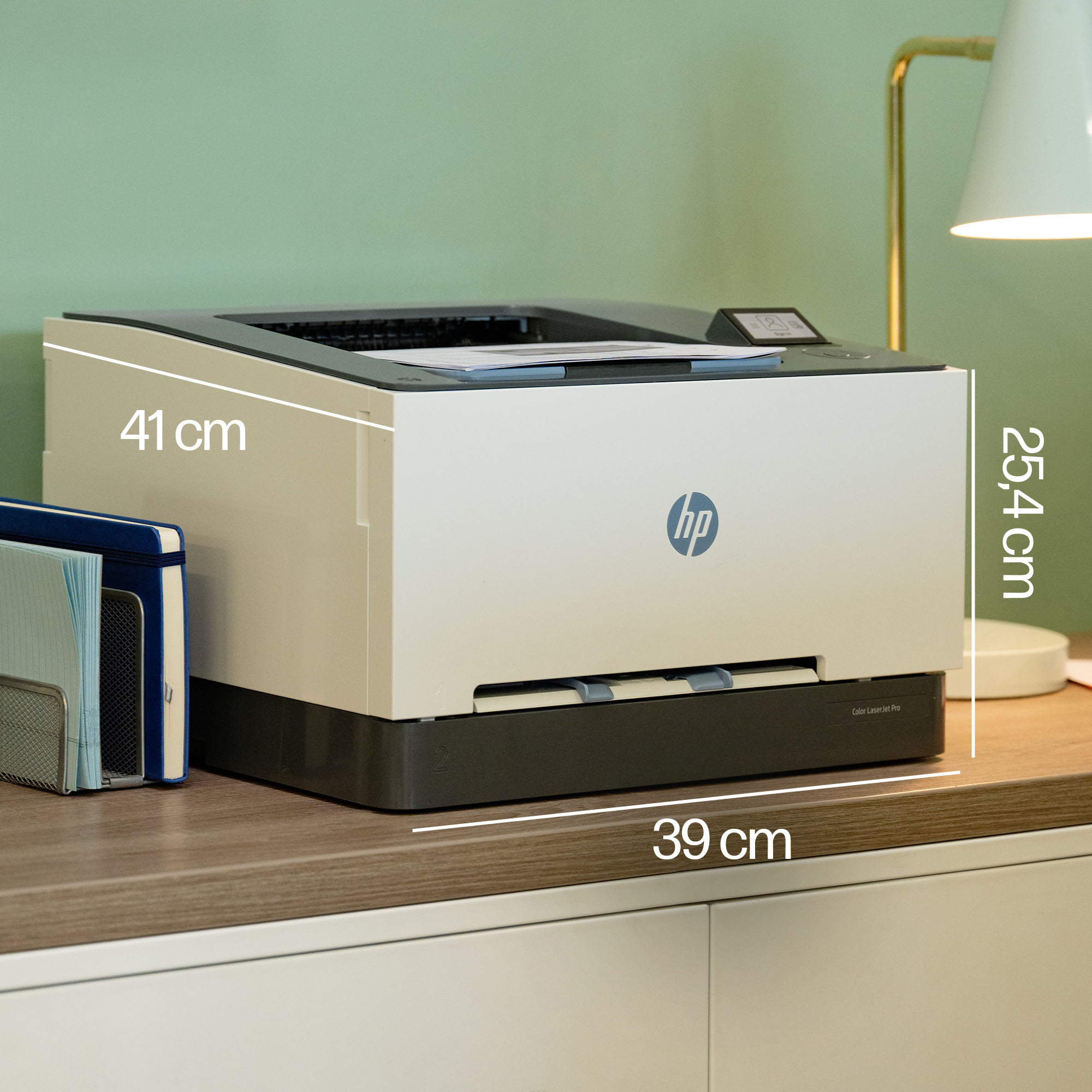 HP Color LaserJet Pro 3202dw (SURF BLUE) DM Product Dimensions - Swedish