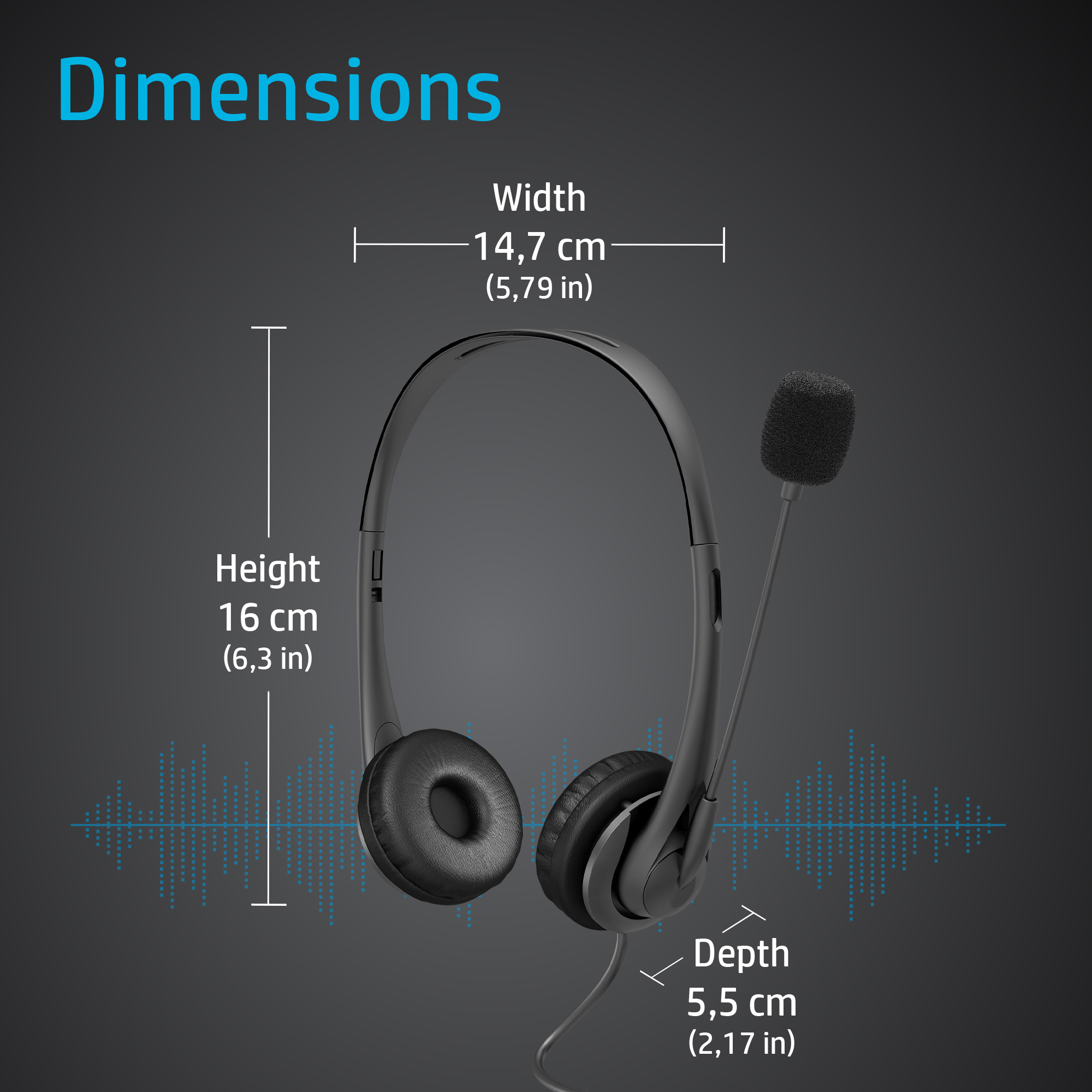 HP Stereo 3.5mm Headset G2 - Dimensions - English (U.K.) {en_GB}