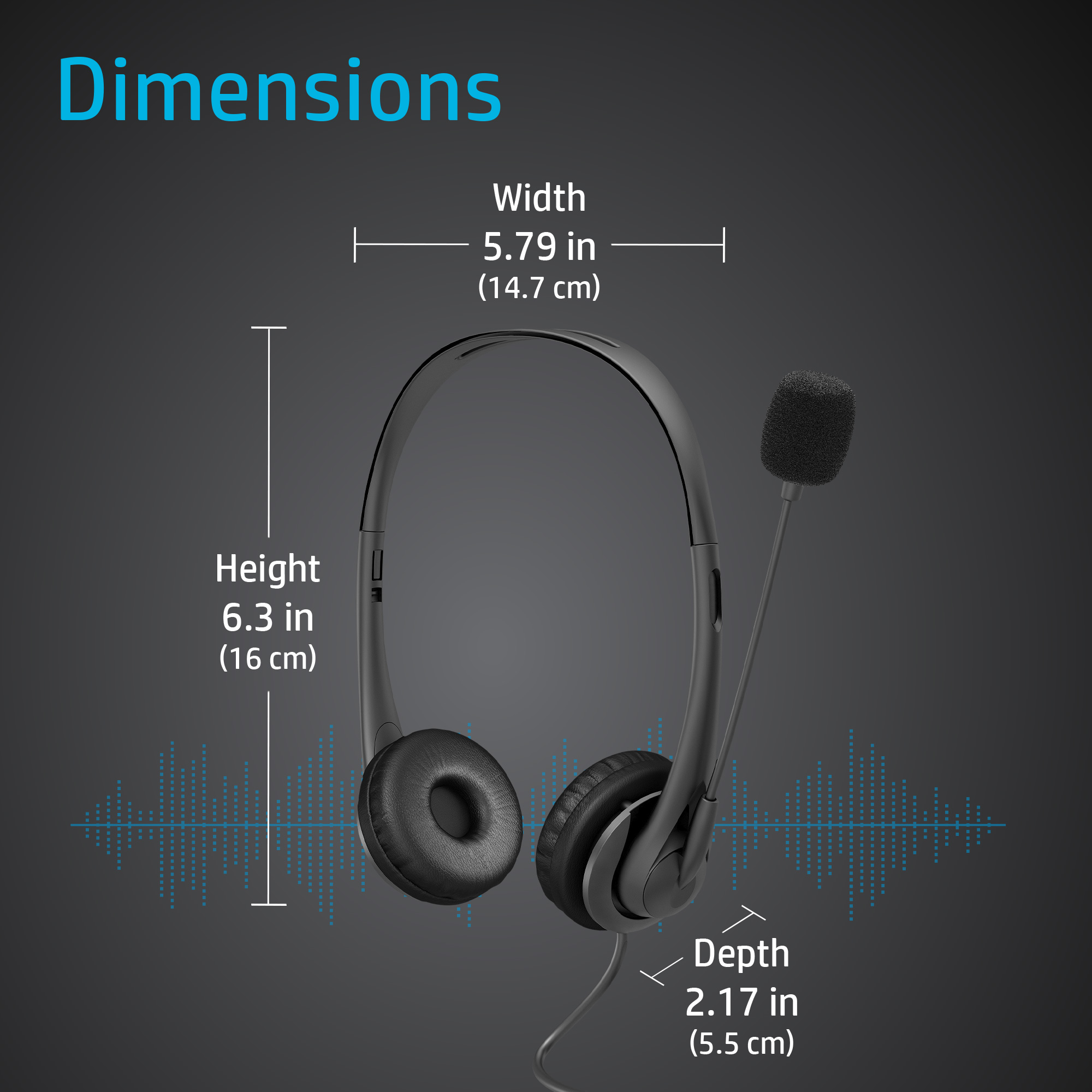 21C2 - HP Stereo 3.5mm Headset G2 Dimension Inch