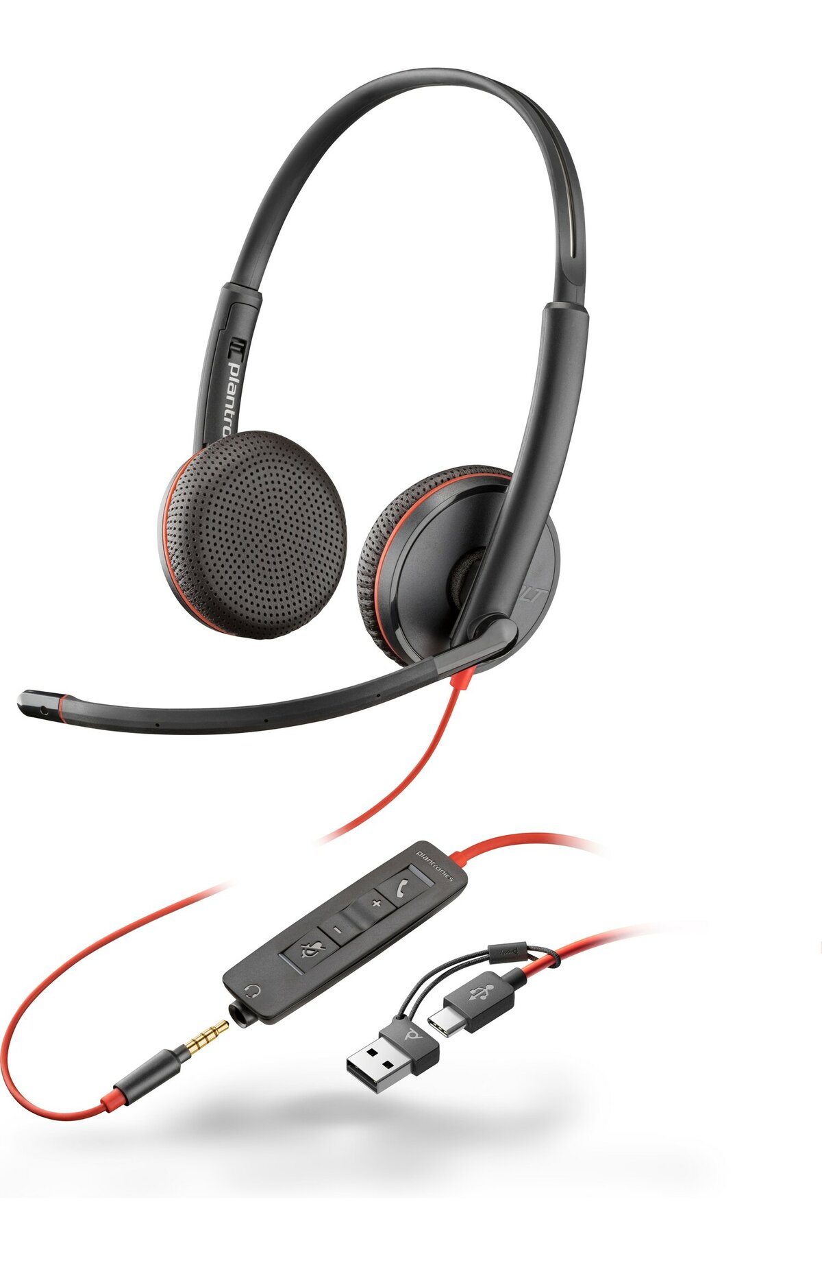folie 2 von 5, vergrößern, poly blackwire 3225 stereo usb-c-headset +3,5-mm-stecker +usb-c/a-adapter (packungseinheit)