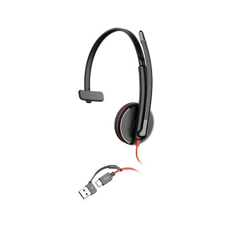 Poly Blackwire 3210 Monaural USB-C Headset +USB-C/A Adapter (Bulk)