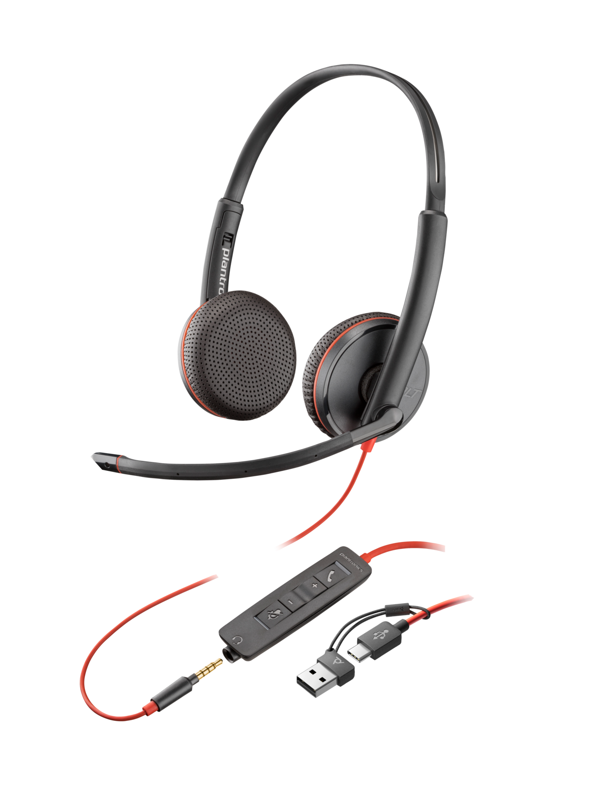 folie 4 von 5, vergrößern, poly blackwire 3225 stereo usb-c-headset +3,5-mm-stecker +usb-c/a-adapter (packungseinheit)