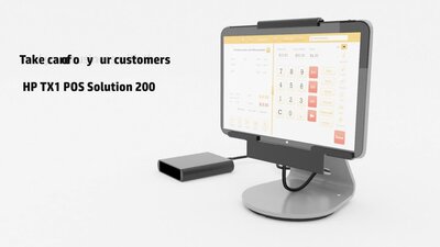 slide {0} of {1}, zoom in, HP TX1 POS Solution 200